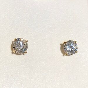 10k Gold and 925 Sterling Silver Stud Earrings NIB Diamonique Stamped 5.9mm